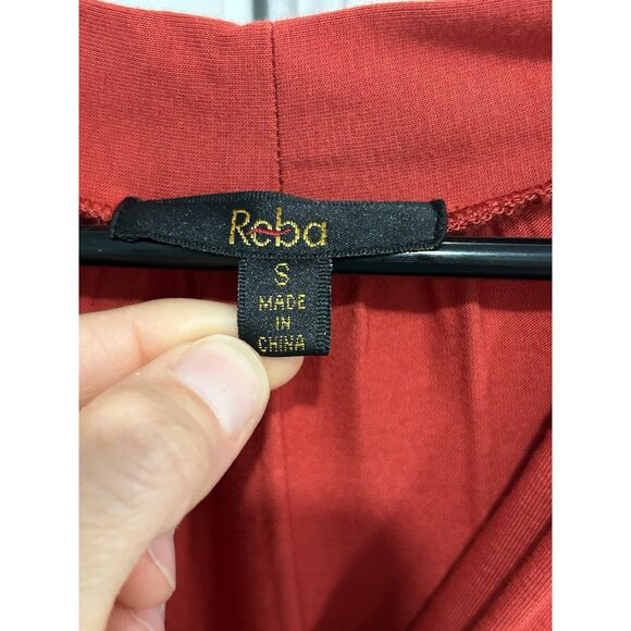 Reba Red Ruched Front Short-Sleeve Top Size Sz Small - Picture 5 of 10